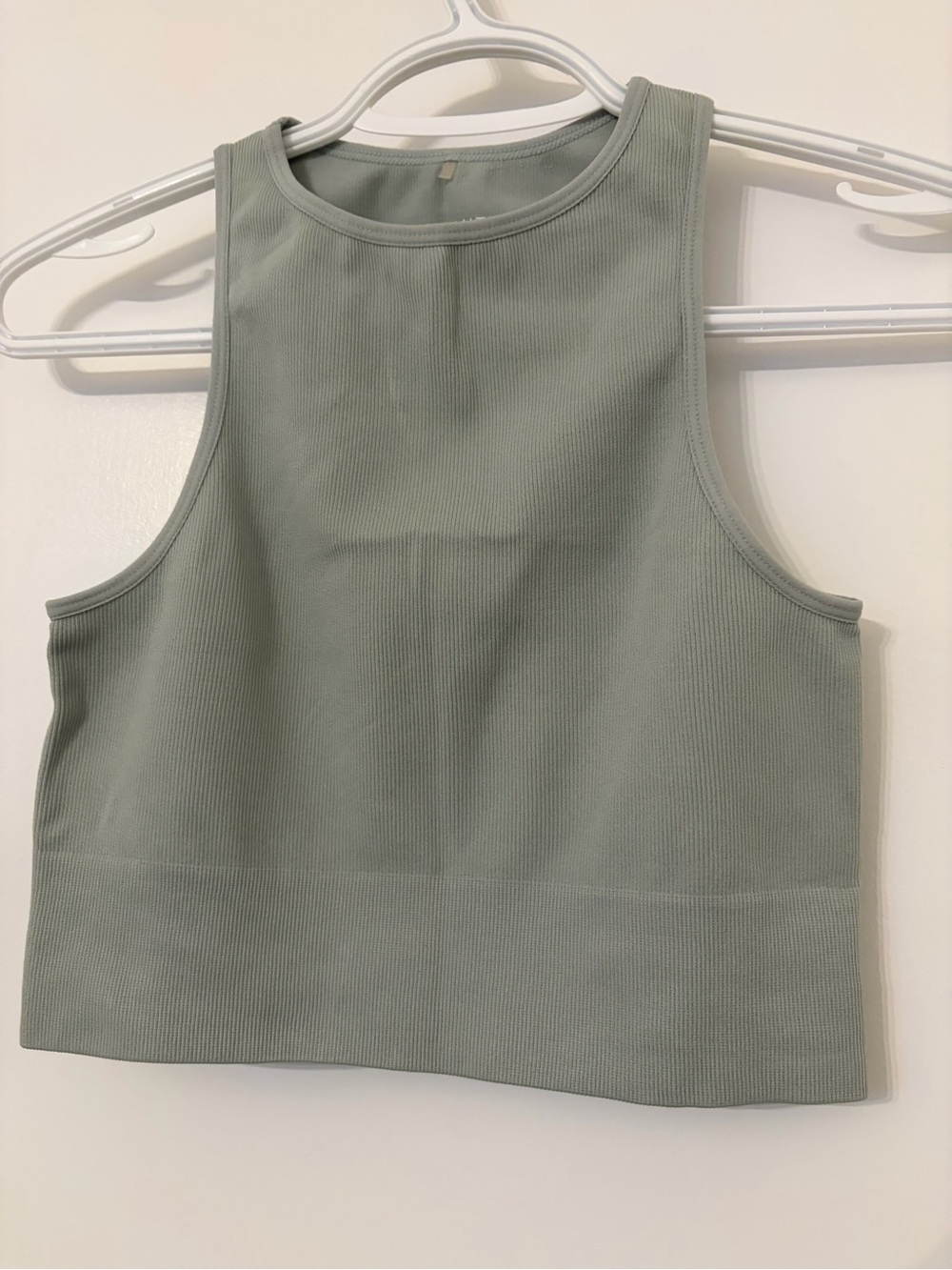 Dynamite Ribbed Crop Tank in Sage